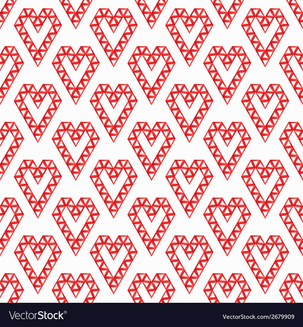Heart shapes made by triangles seamless pattern