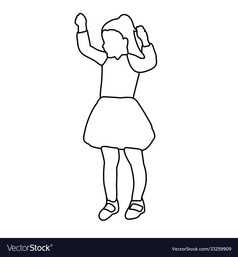 Isolated sketch simple lines child dancing
