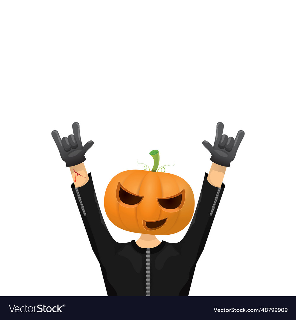 Man in halloween costume with pumpkin mask