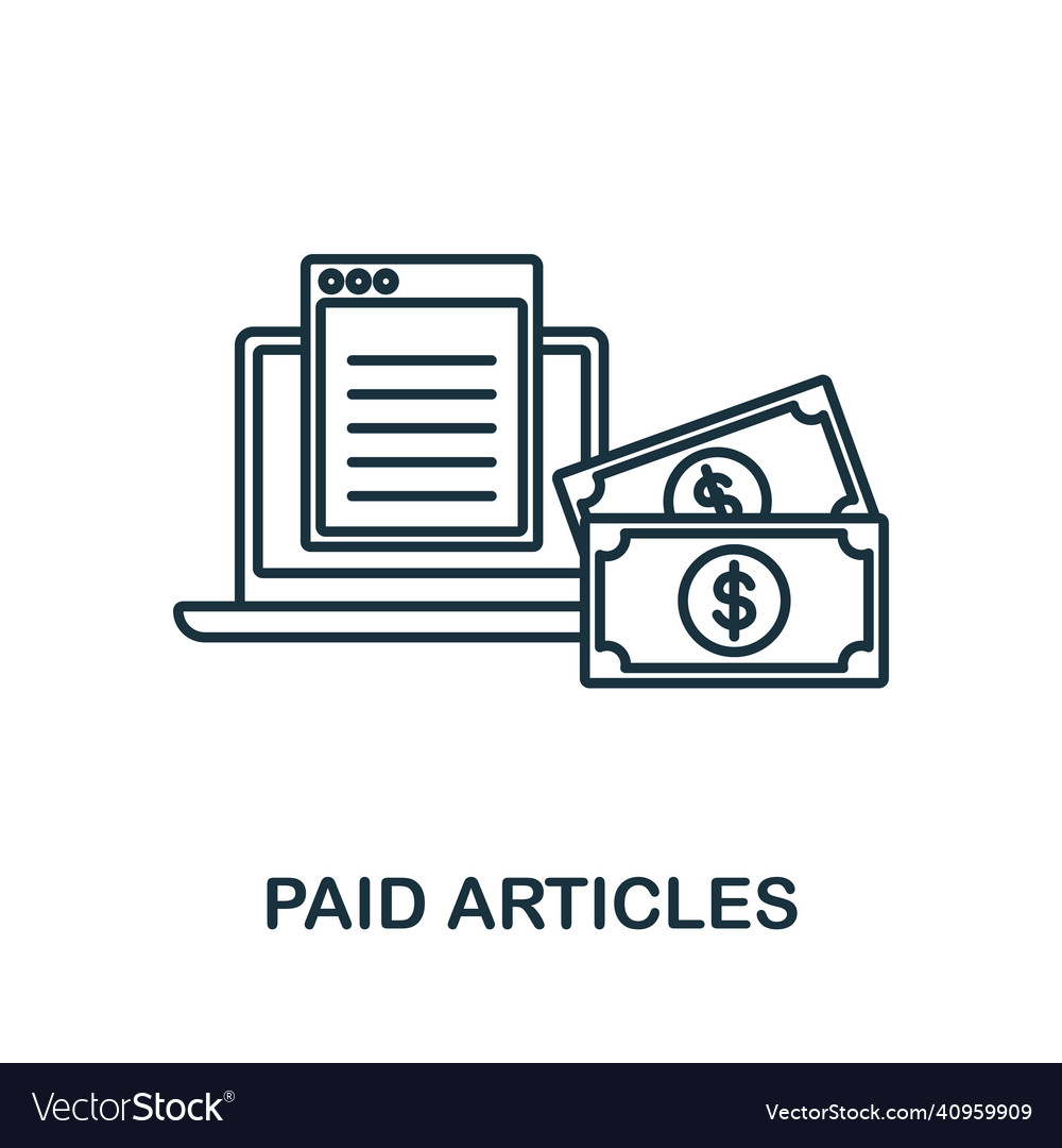 Paid articles icon line element from content Vector Image Paid articles icon line element from content