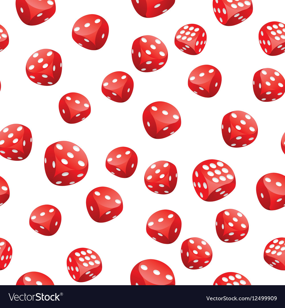 Red playing dices seamless pattern
