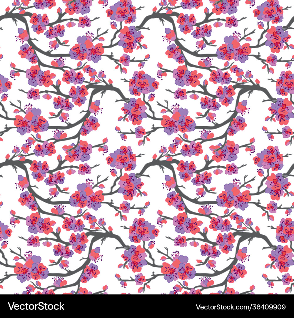 Sakura cherry blossom seamless pattern Royalty Free Vector