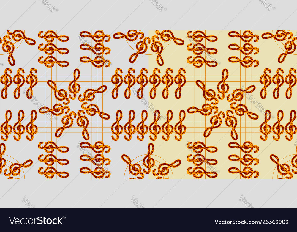 Seamless pattern symmetrical figures treble clefs