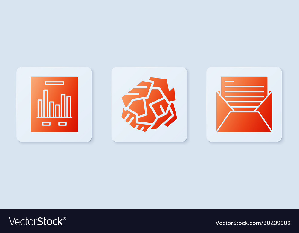 Set crumpled paper ball document with graph chart