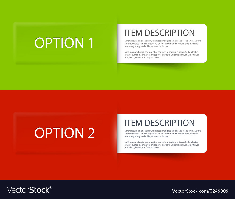 Set of colorful sample option cards