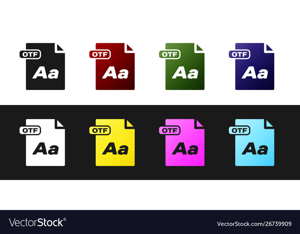 Set otf file document download button icon vector image Set otf file document download button icon