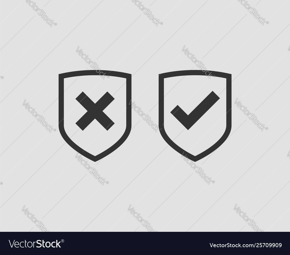 Shield icon with mark symbol design element