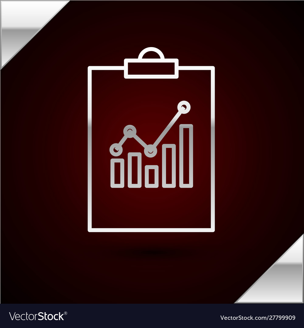 Silver line clipboard with graph chart icon vector image Silver line clipboard with graph chart icon