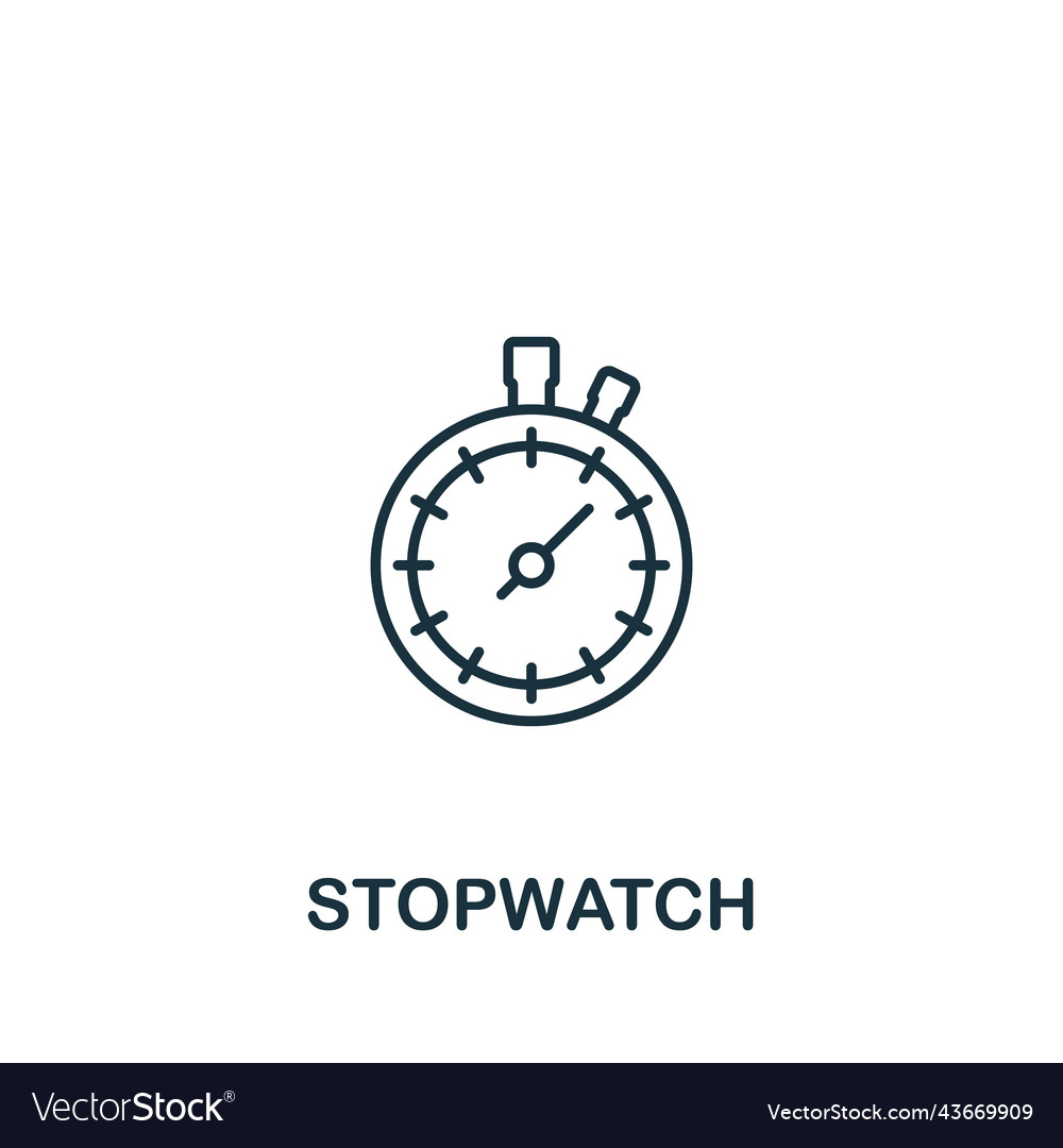 Stopwatch icon line simple measuring vector image Stopwatch icon line simple measuring