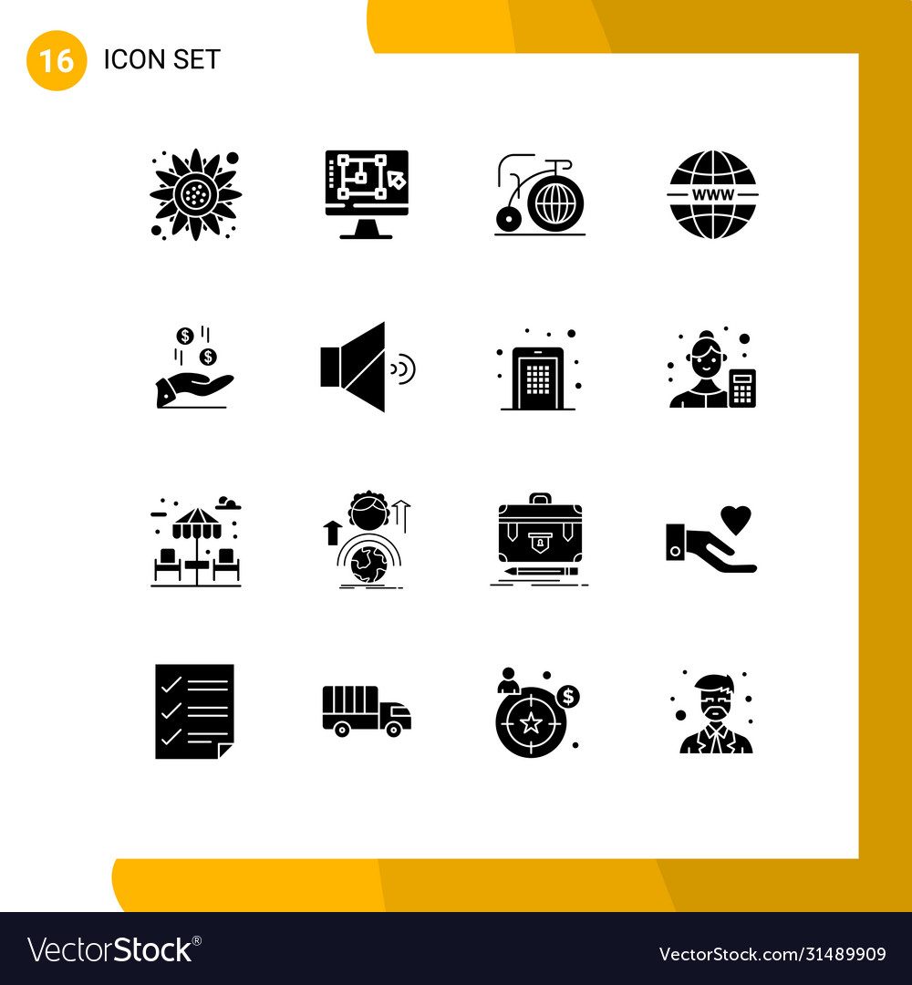 User interface pack 16 basic solid glyphs