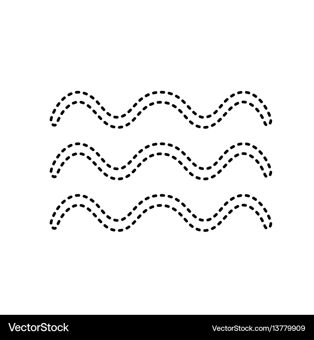 Waves sign black dashed icon Royalty Free Vector Image