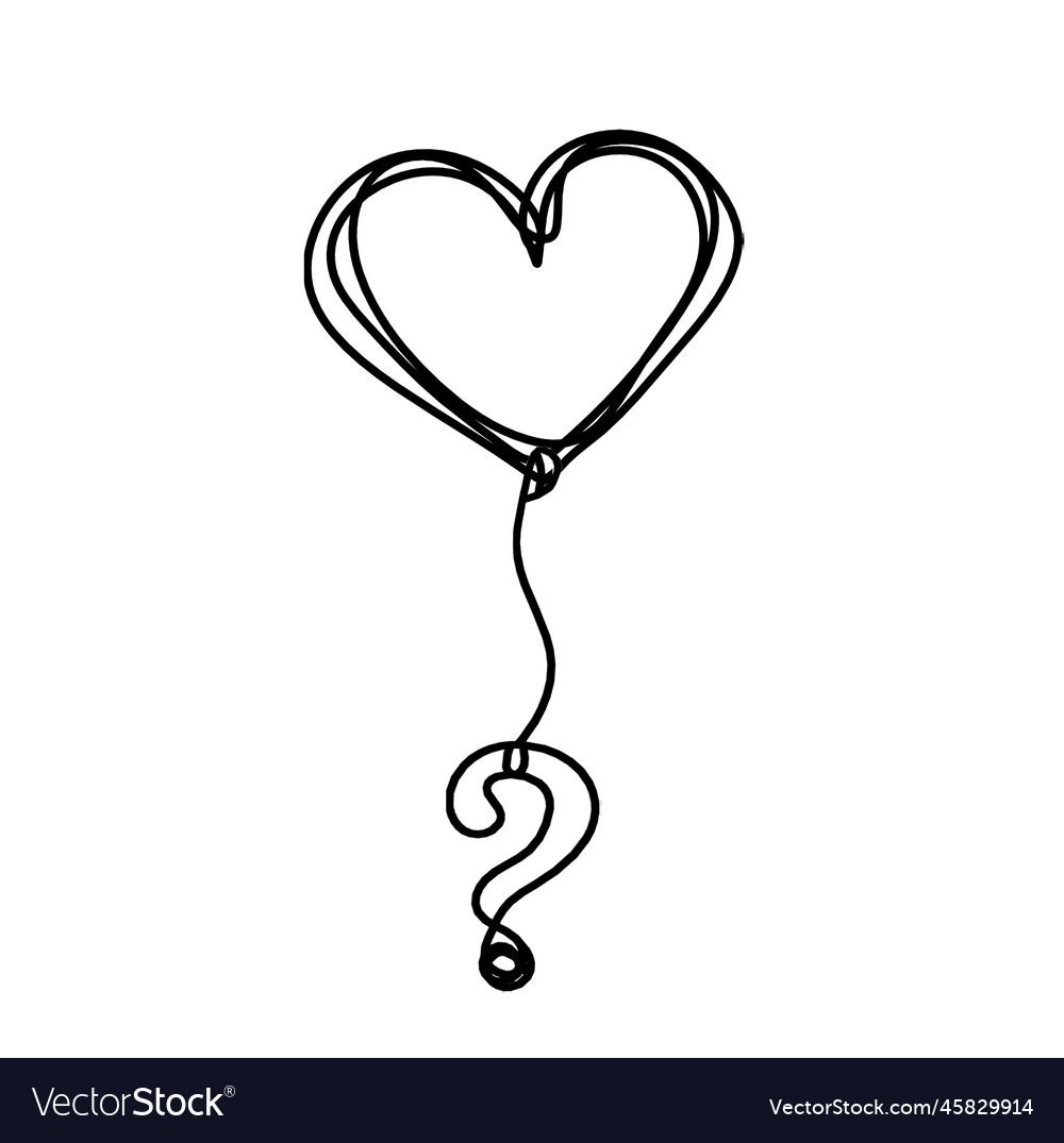 Abstract heart with question mark as continuous vector image Abstract heart with question mark as continuous