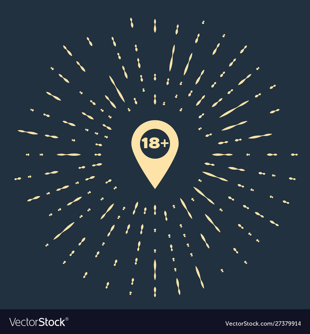 Beige map pointer with 18 plus icon isolated