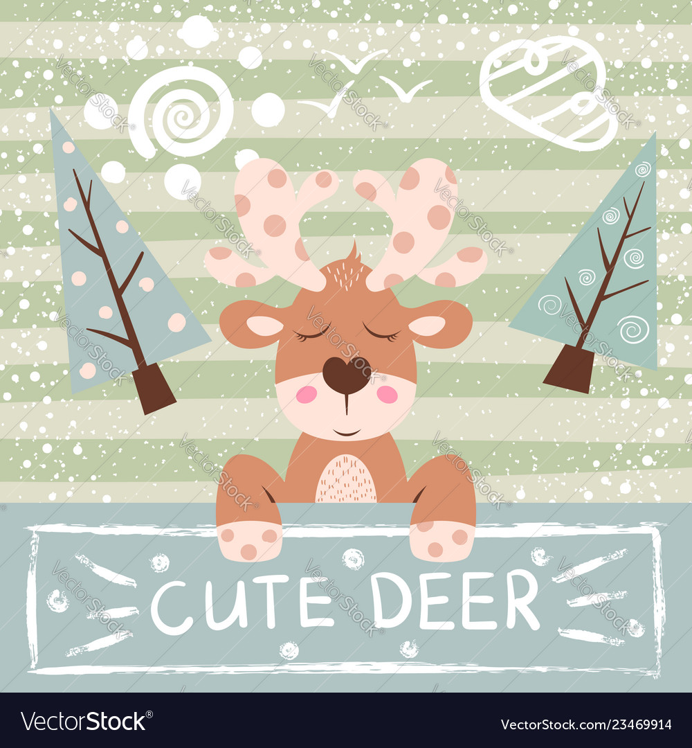 Cute funny cartoon deer