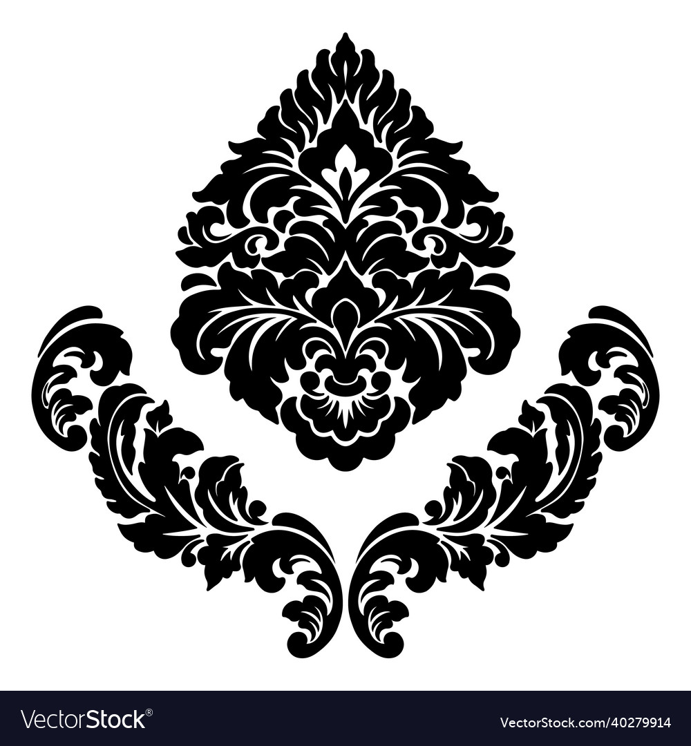 Damask central element isolated vector image Damask central element isolated