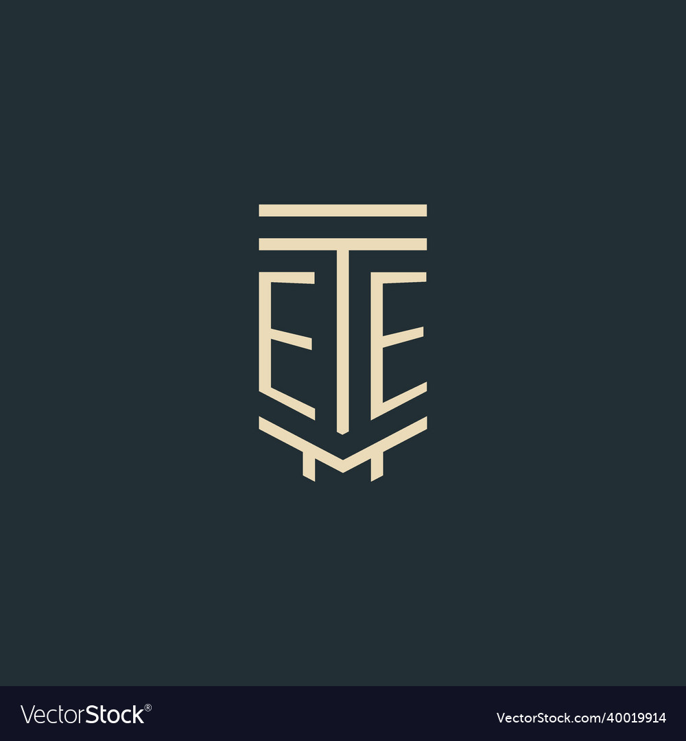 Ee initial monogram with simple line art pillar vector image Ee initial monogram with simple line art pillar