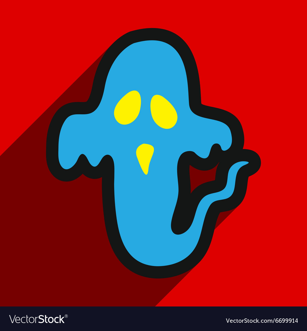 Flat with shadow icon ghost on a colored