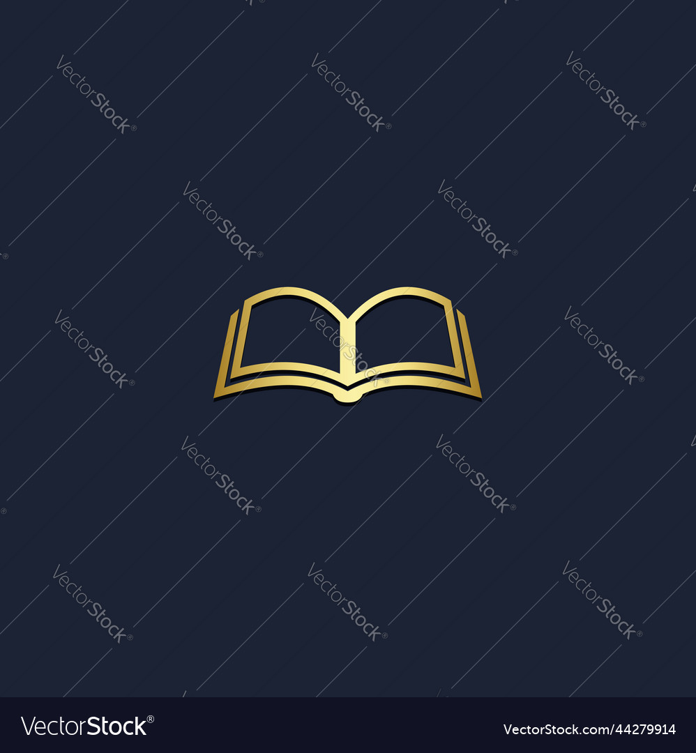 Open book icon gold logo Royalty Free Vector Image