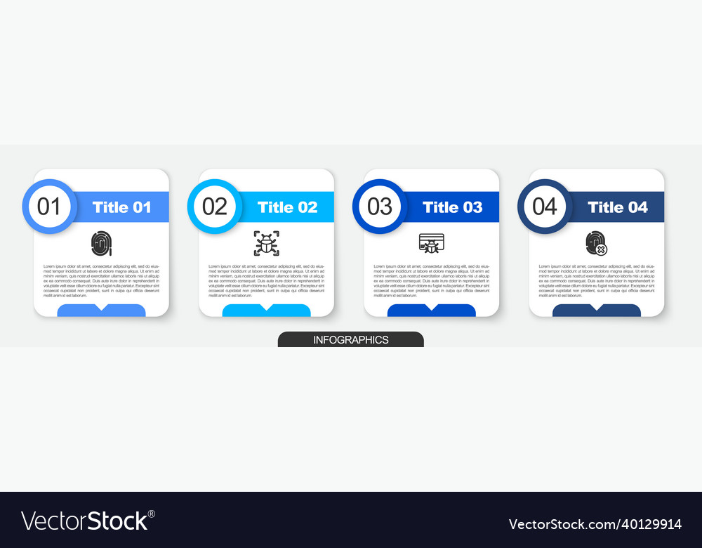 Set line fingerprint system bug credit card vector image Set line fingerprint system bug credit card