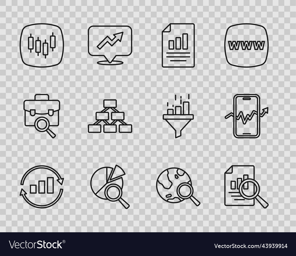 Set line graph chart infographic document vector image Set line graph chart infographic document
