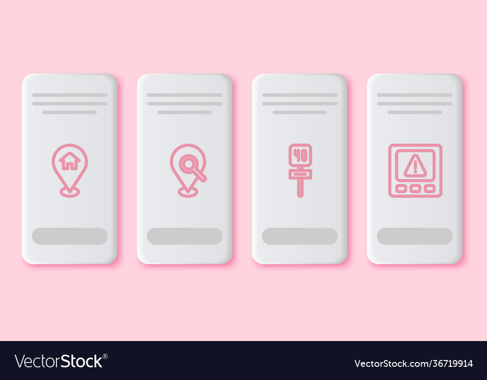Set line location with house search Vector Image Set line location with house search