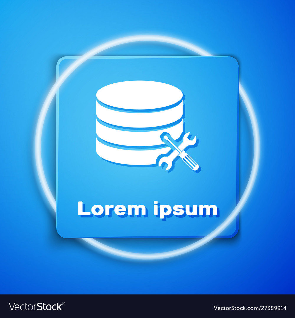 White database server with screwdriver and wrench