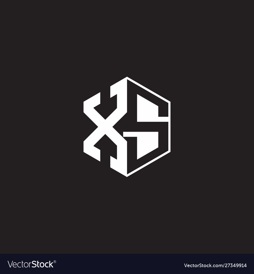 Xs logo monogram hexagon with black background Vector Image