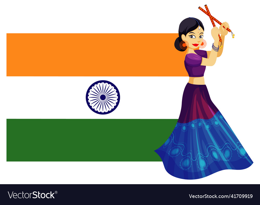 An icon of indian flag with woman dancing