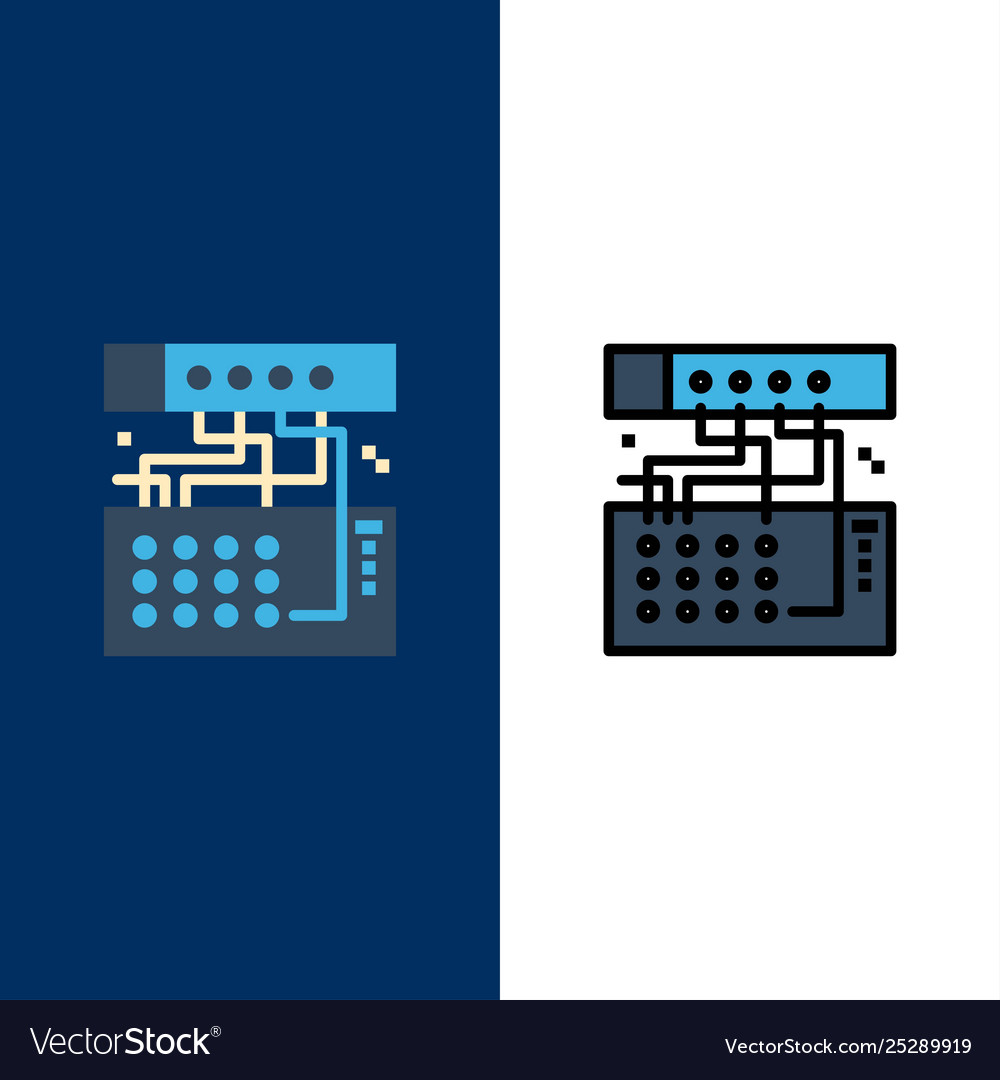 Analog connection device module sound icons flat vector image Analog connection device module sound icons flat
