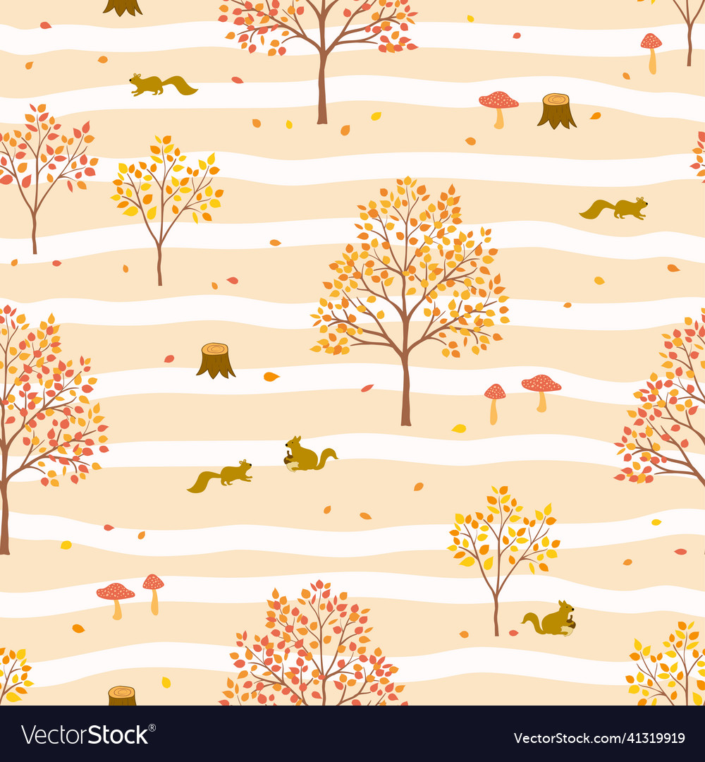Autumn forest seamless pattern with squirrels Vector Image Autumn forest seamless pattern with squirrels