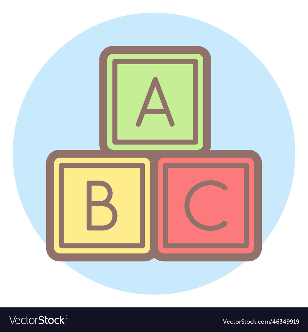 Baby letter cubes circle icon