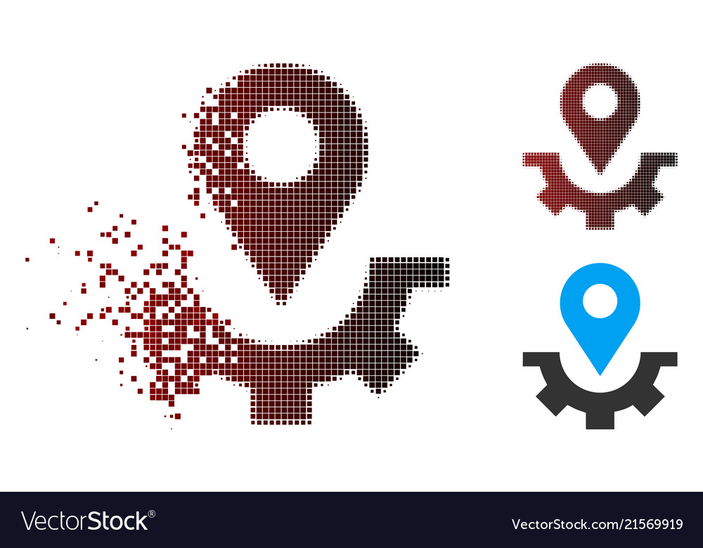 Dissolved dot halftone service map marker icon vector image Dissolved dot halftone service map marker icon