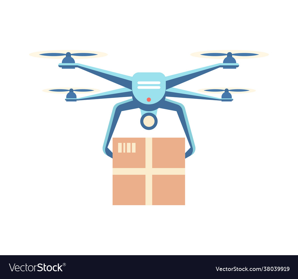Drone delivers cargo modern quadrocopter vector image Drone delivers cargo modern quadrocopter