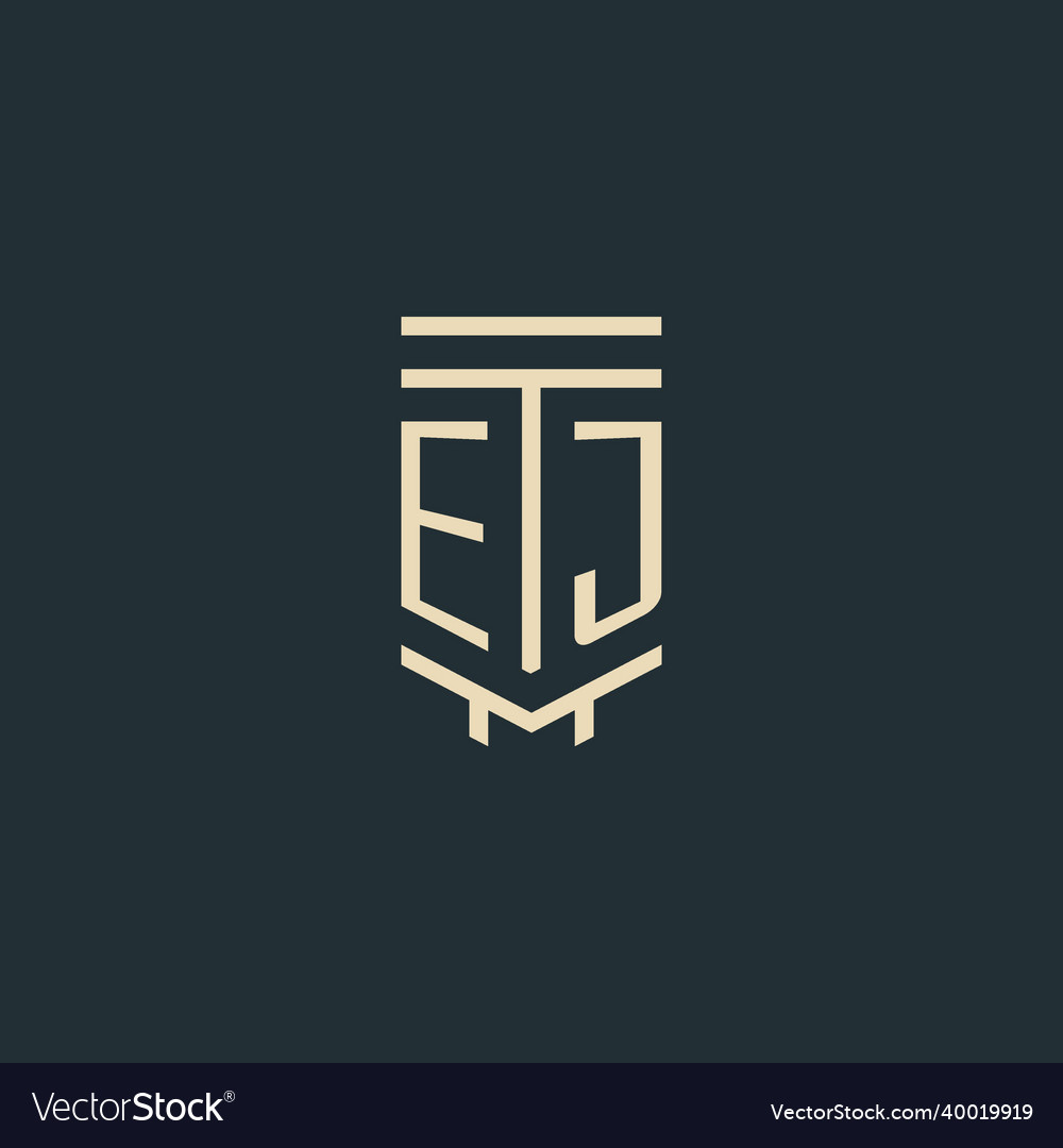 Ej initial monogram with simple line art pillar