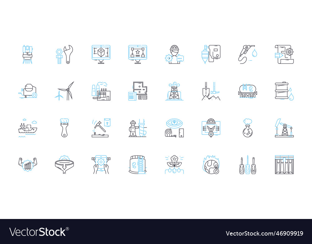 Electrical engineering linear icons set circuitry vector image Electrical engineering linear icons set circuitry