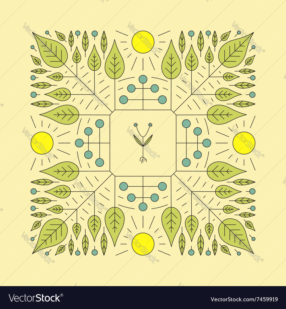 Floral element linear style eco line art