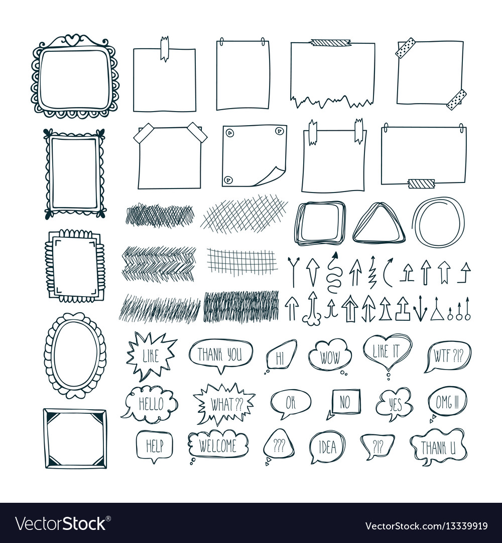 Hand Drawn Speech Bubbles & Frames