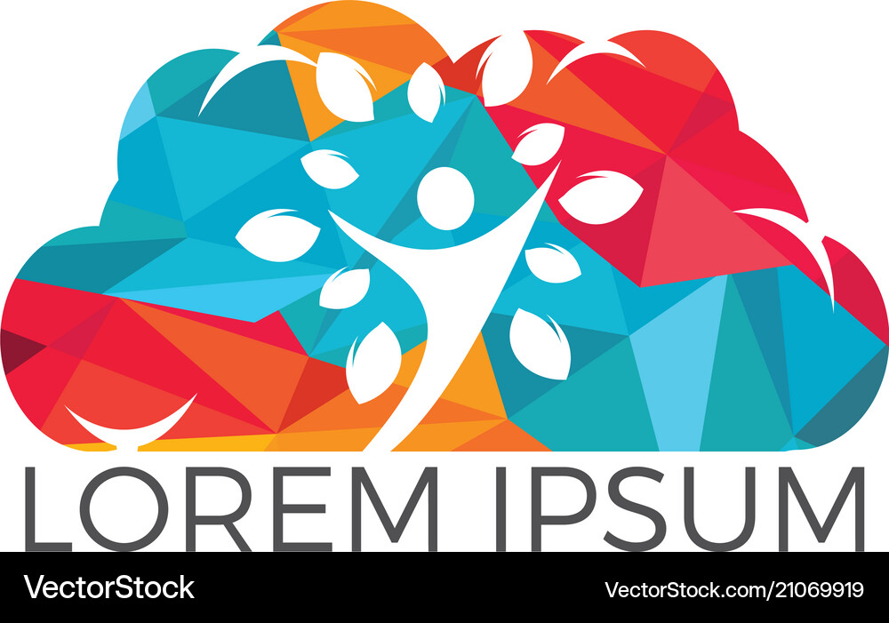 Human cloud tree logo design Royalty Free Vector Image