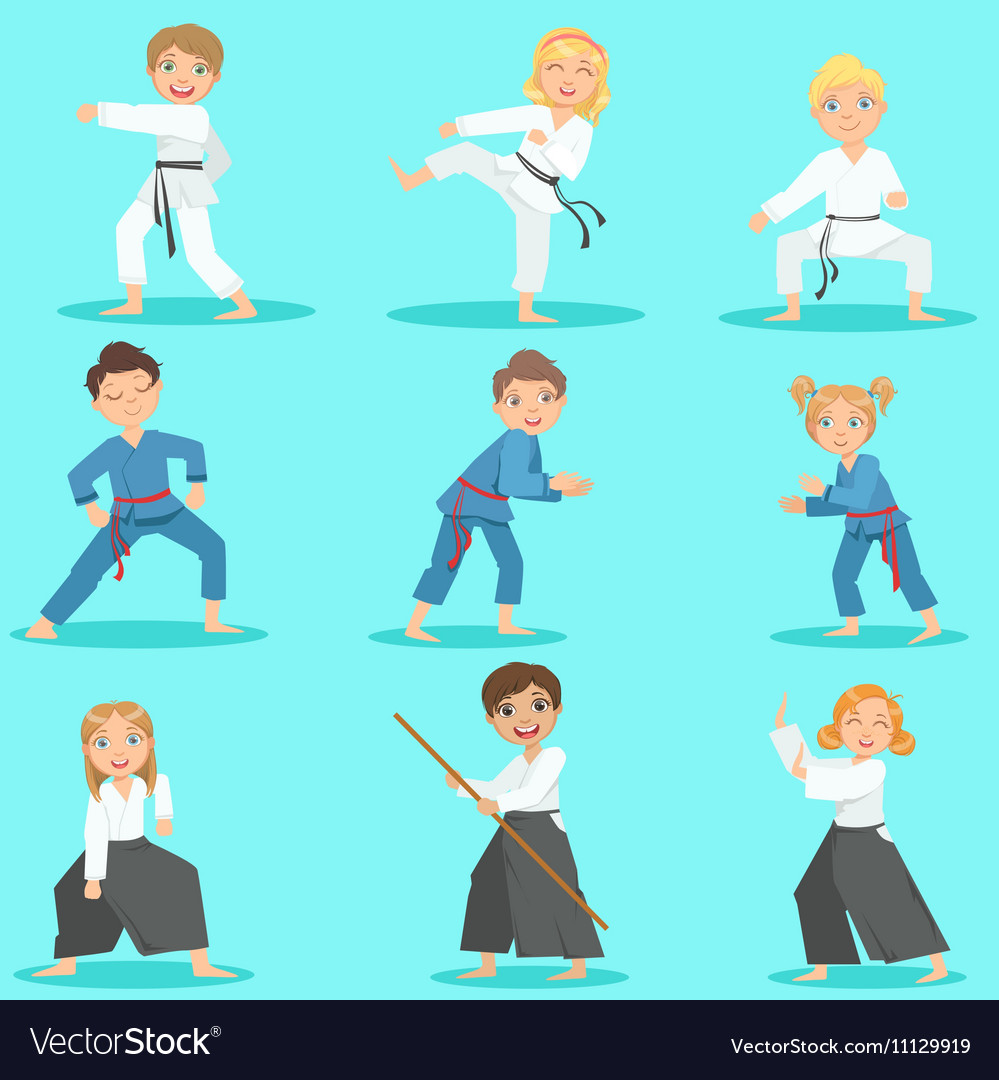 Kids on martial arts training