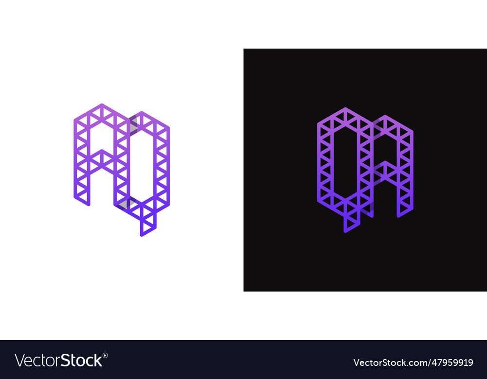 Letters aq and qa polygon logo set suitable