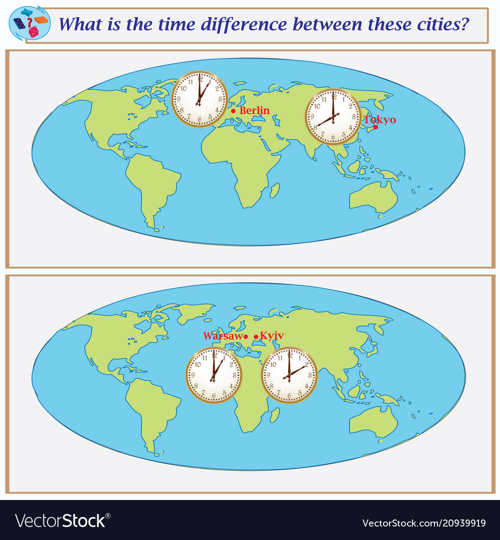 Logical task what is the time difference between vector image Logical task what is the time difference between