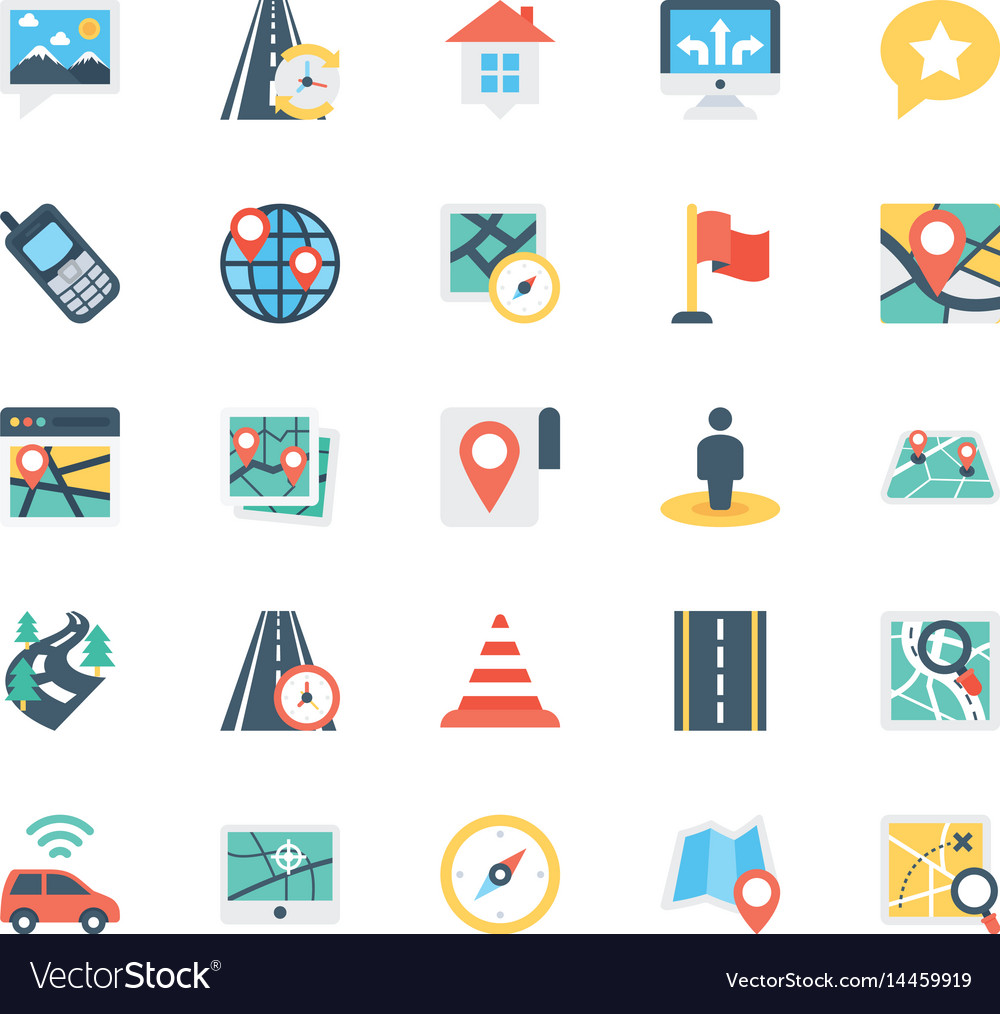 Map and navigation colored icons 3