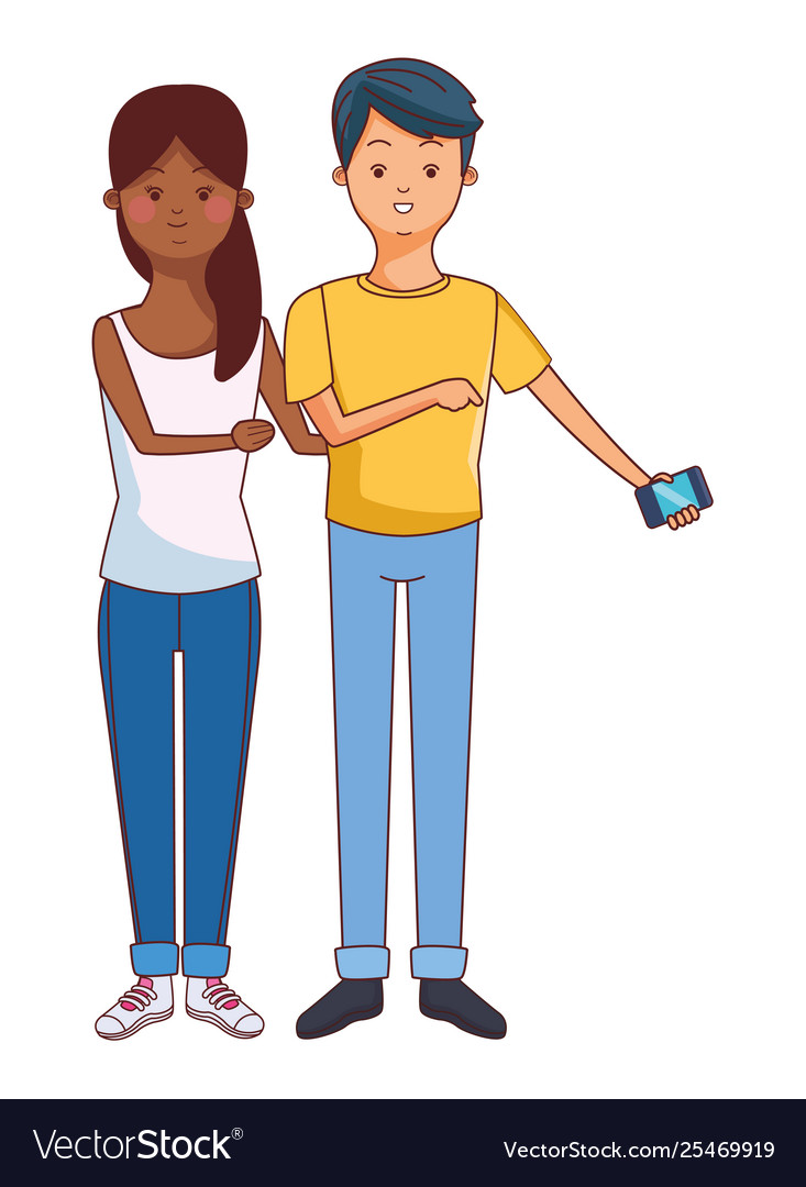 Millennial couple cartoon Royalty Free Vector Image