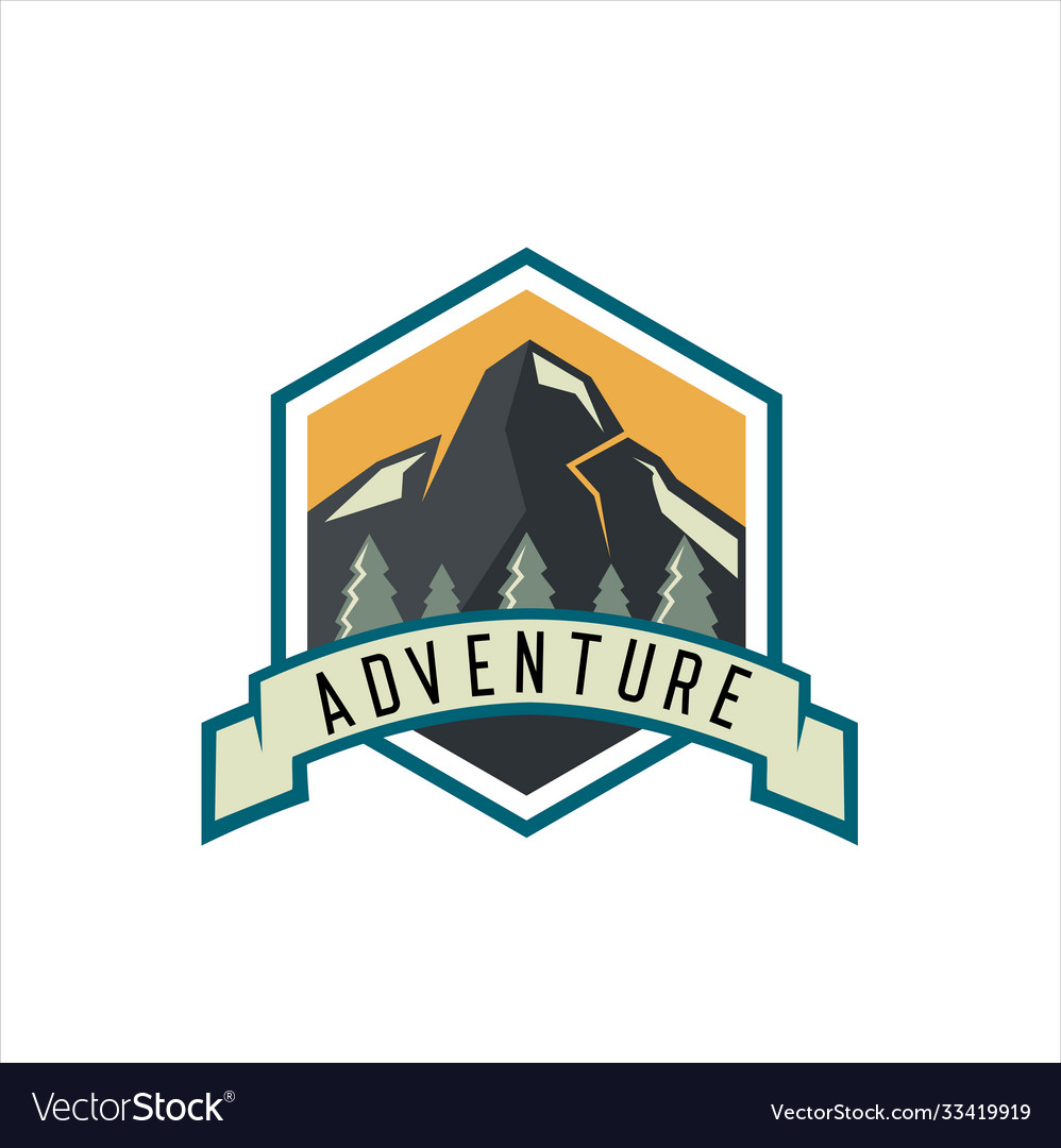 Mountain nature landscape logo Royalty Free Vector Image