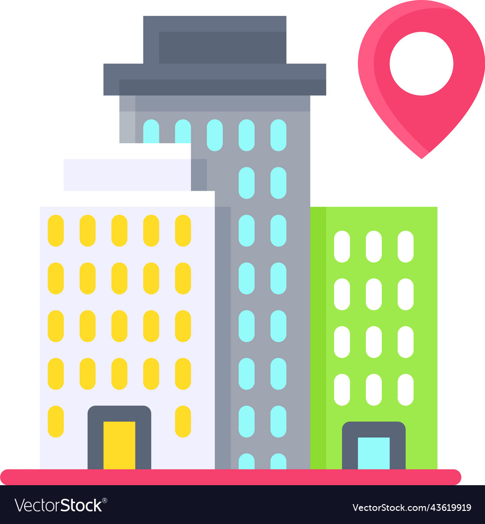 Pin with building icon location map and navigation