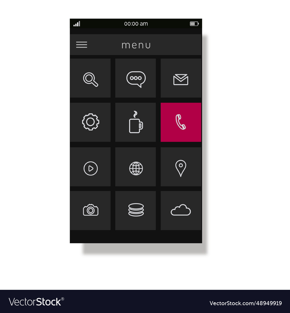 Pink application menu interface vector image Pink application menu interface