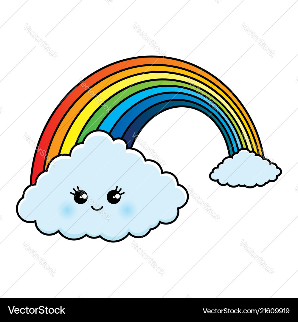 Rainbow and clouds Royalty Free Vector Image - VectorStock