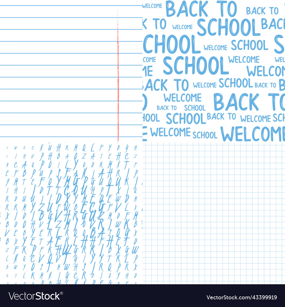 School notebook vertical paper sheet pattern set