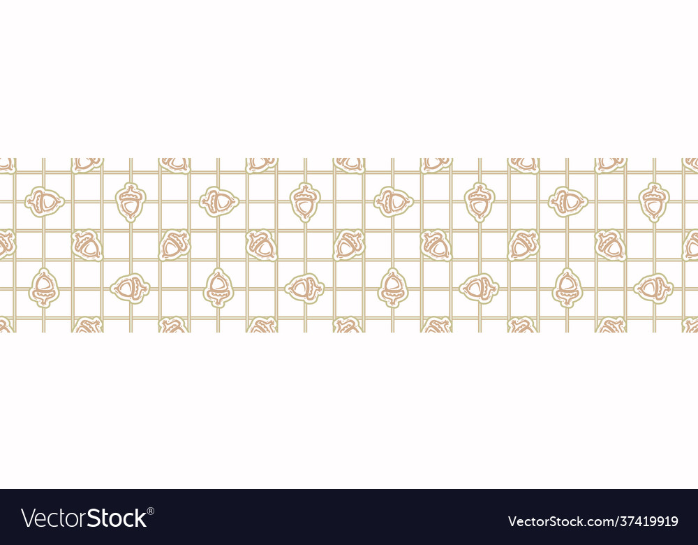 Seamless minimalist blockprint acorn border vector image Seamless minimalist blockprint acorn border