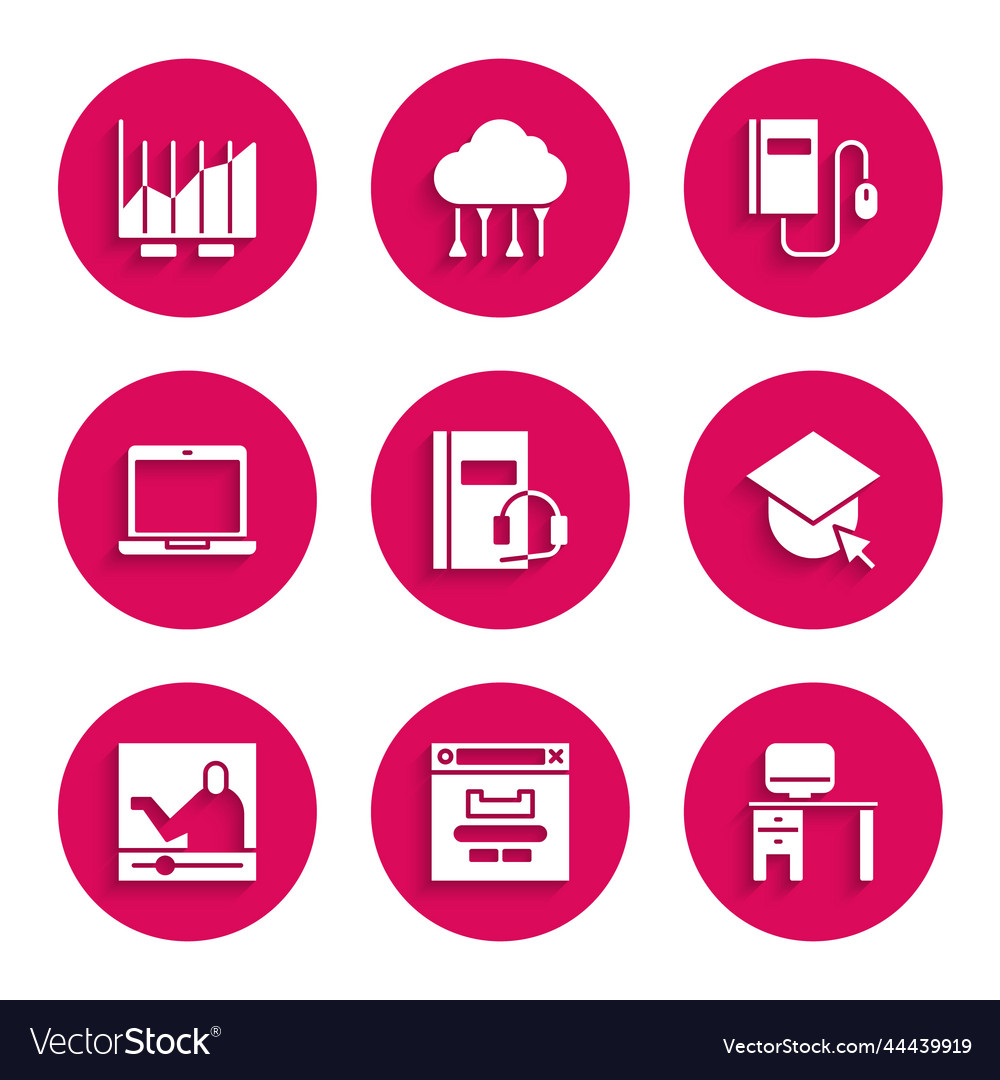 Set audio book browser window computer monitor vector image Set audio book browser window computer monitor